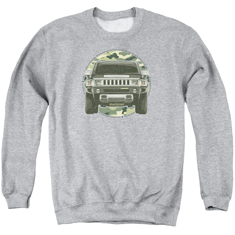 HMR106AS4 Hummer Lead or Follow Crewneck Sweatshirt for Adult Athletic Heather  Extra Large