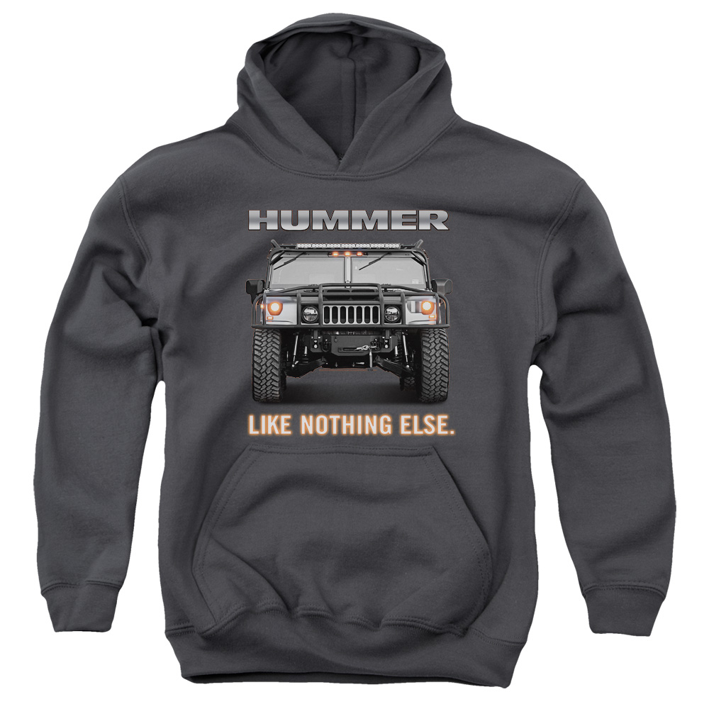Hummer Like Nothing Else Pull-Over Hoodie T-Shirt for Youth, Charcoal - Medium