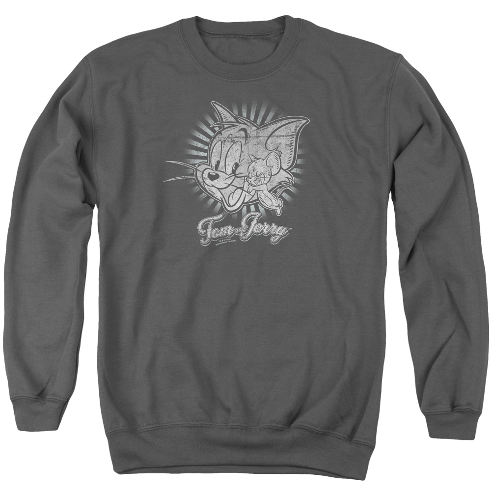 Tom & Jerry Classic Pals Crewneck Sweatshirt for Adult, Charcoal - Medium