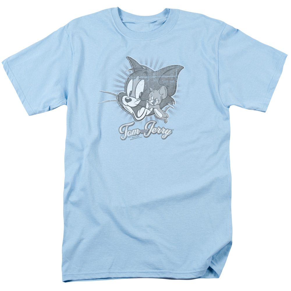 HNB111B-AT-2 Tom & Jerry Classic Pals Short Sleeve T-Shirt with 18-1 Thickness for Adult, Light Blue - Medium