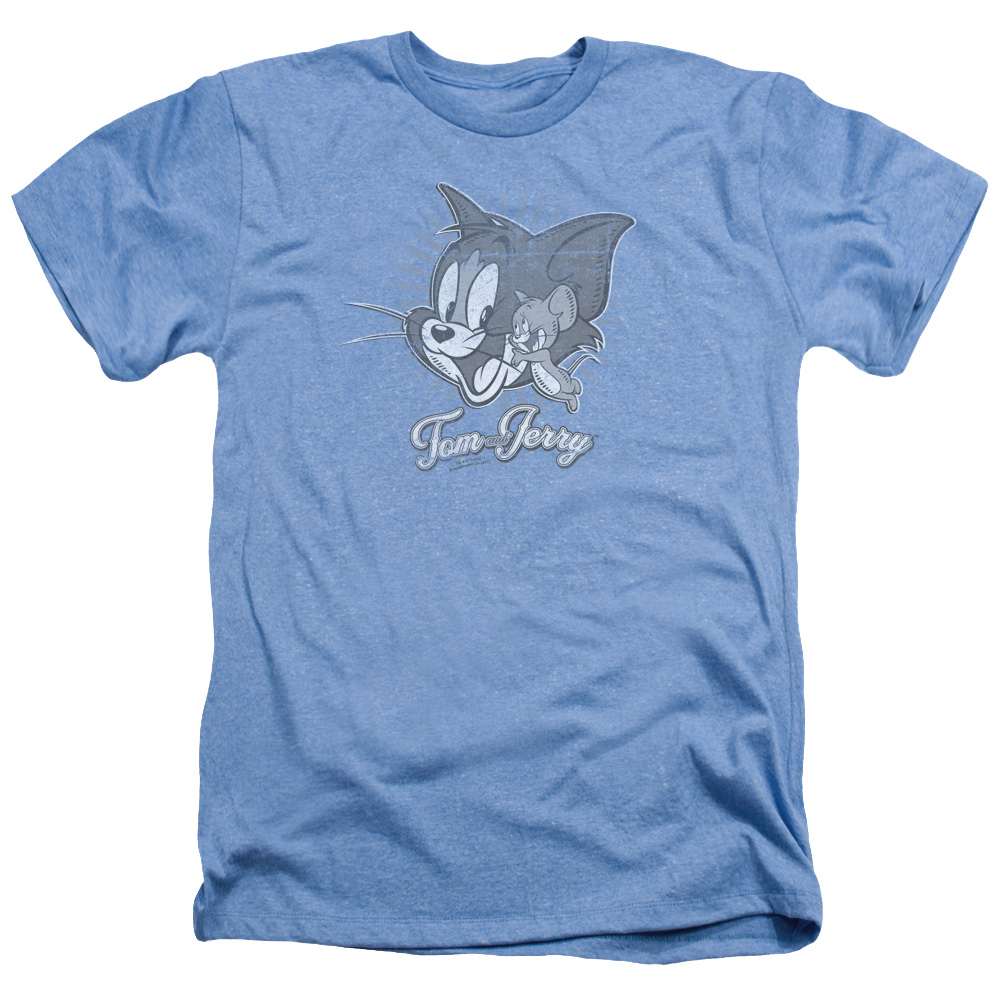 HNB111B-HA-2 Tom & Jerry Classic Pals Heather T-Shirt for Adult, Light Blue - Medium