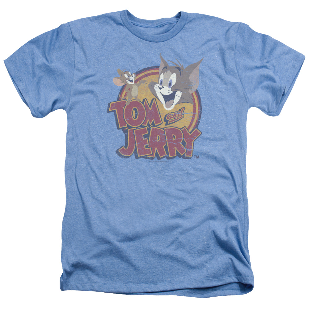 HNB112B-HA-2 Tom & Jerry Water Damaged Heather T-Shirt for Adult, Light Blue - Medium