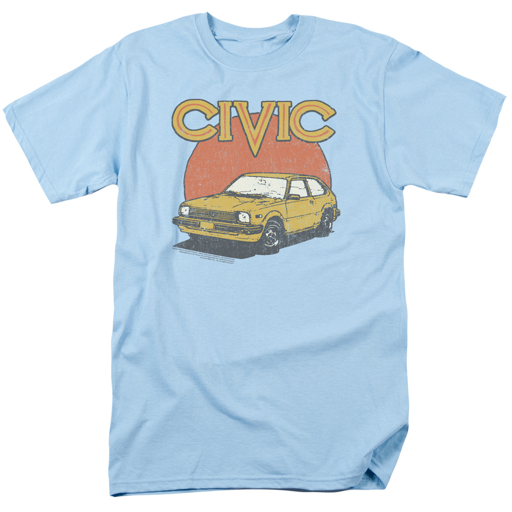HNDA122-AT-2 Honda Retro Civic Short Sleeve T-Shirt with 18-1 Thickness for Adult, Light Blue - Medium