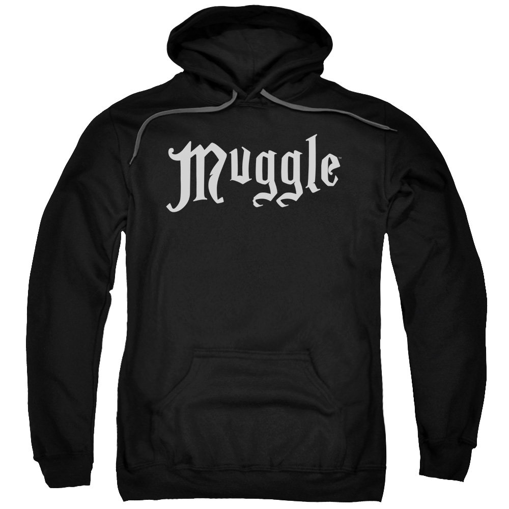 Harry Potter Muggle Pull-Over Hoodie T-Shirt for Adult, Black - Medium