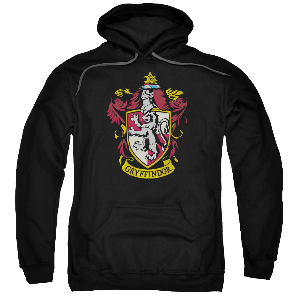 Harry Potter & Gryffindor Crest-Adult Pull-Over Hoodie, Black - Medium