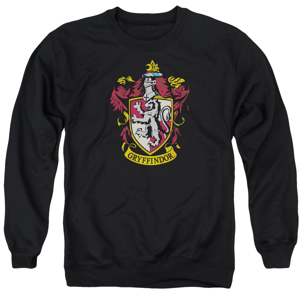 Harry Potter & Gryffindor Crest-Adult Crewneck Sweatshirt, Black - Medium