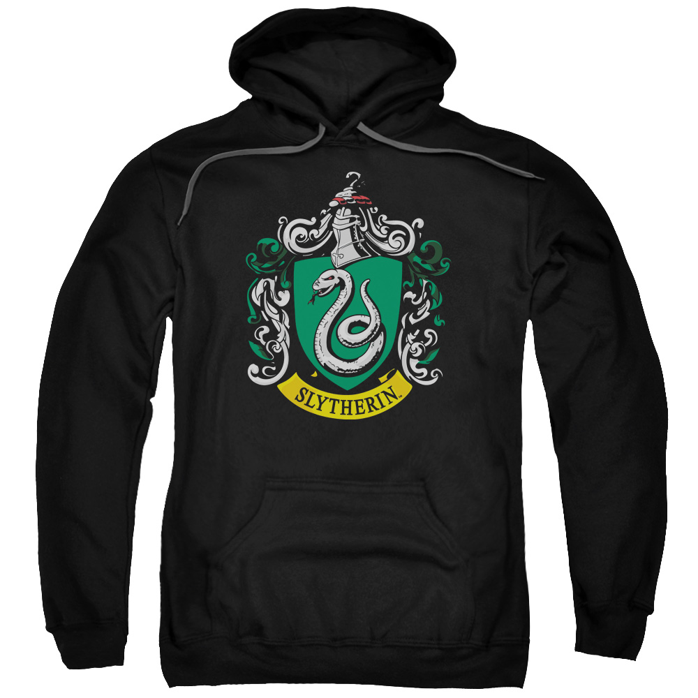 Harry Potter & Slytherin Crest-Adult Pull-Over Hoodie, Black - Extra Large