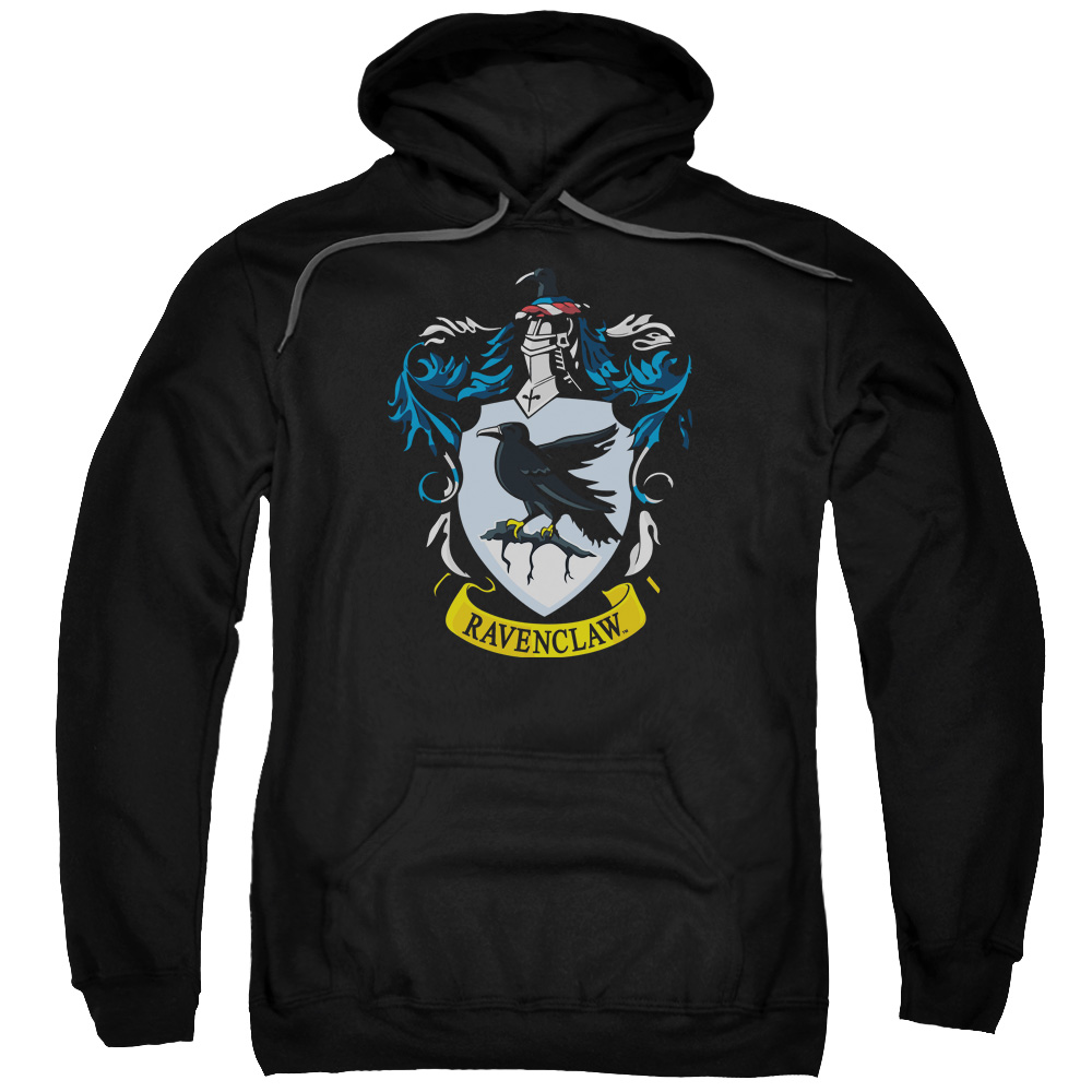 Harry Potter & Ravenclaw Crest-Adult Pull-Over Hoodie, Black - Medium