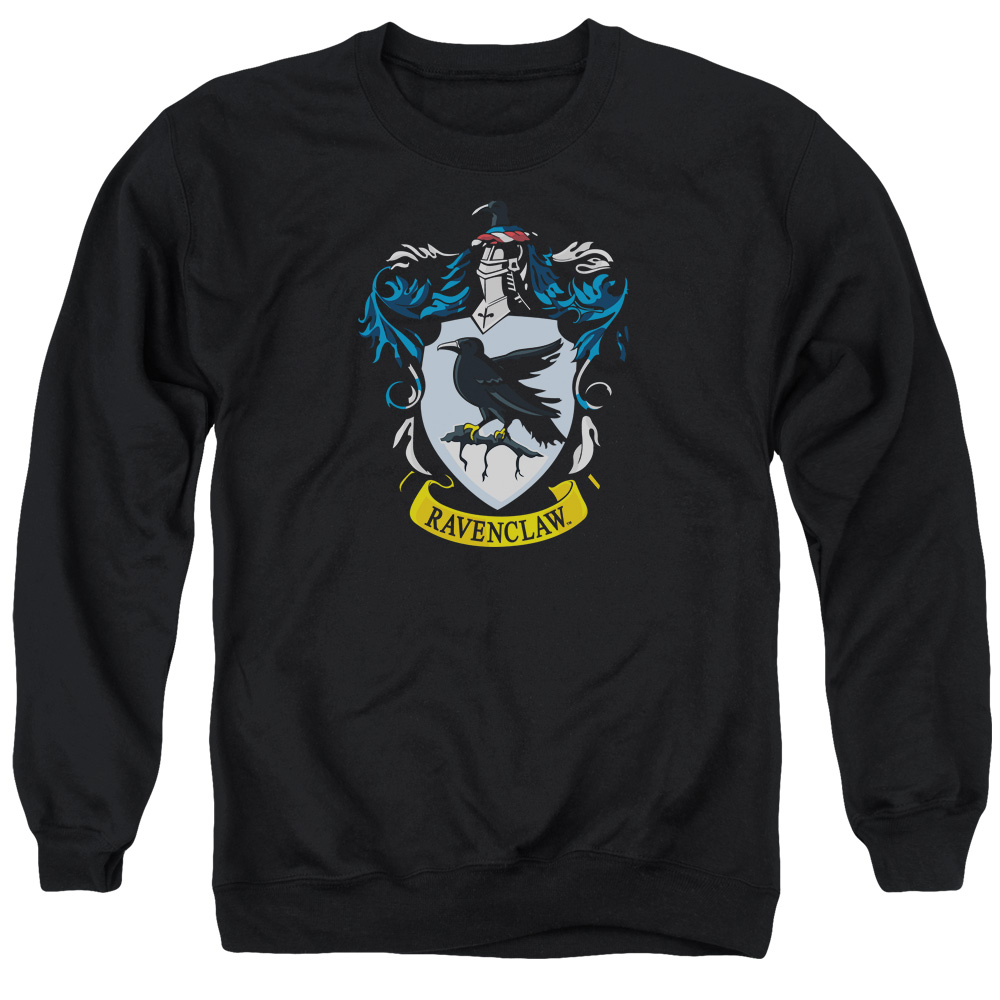 Harry Potter & Ravenclaw Crest-Adult Crewneck Sweatshirt, Black - Medium