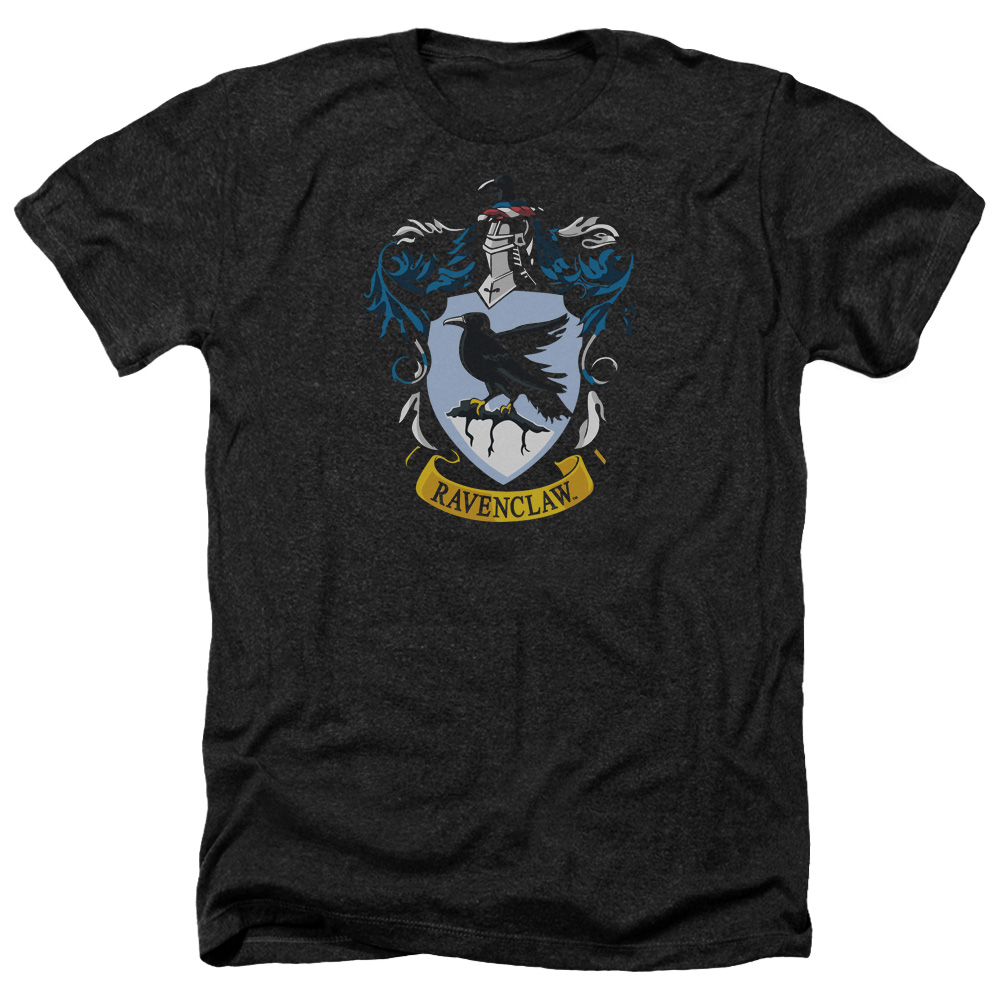 Harry Potter & Ravenclaw Crest-Adult Heather T-Shirt, Black - Medium
