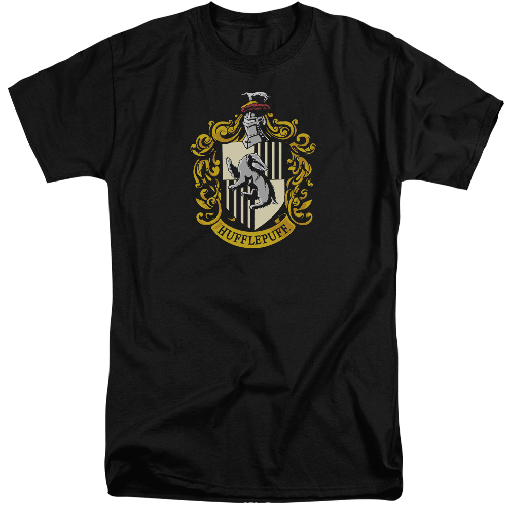 HP105-ATT-4 Harry Potter & Hufflepuff Crest Short Sleeve Adult Tall 18-1 T-Shirt, Black - Extra Large