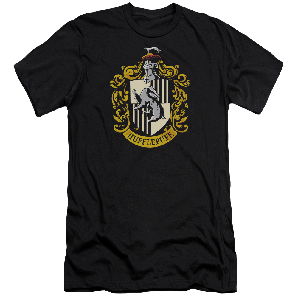 HP105-PSF-4 Harry Potter & Hufflepuff Crest-HBO Short Sleeve Adult 30-1 T-Shirt, Black - Extra Large
