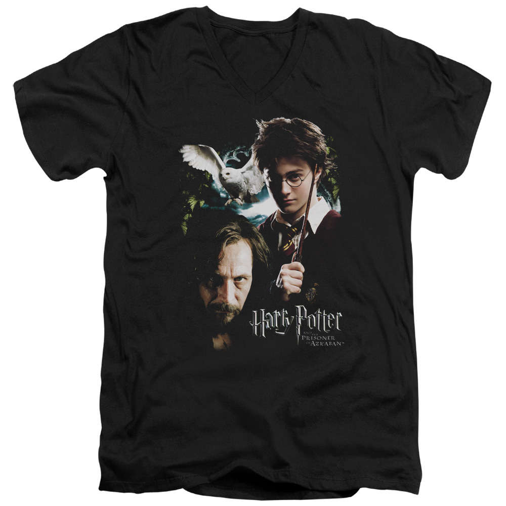 HP3001-AV-3 Harry Potter & Harry, Sirius Short Sleeve Adult V-Neck 30-1 T-Shirt, Black - Large