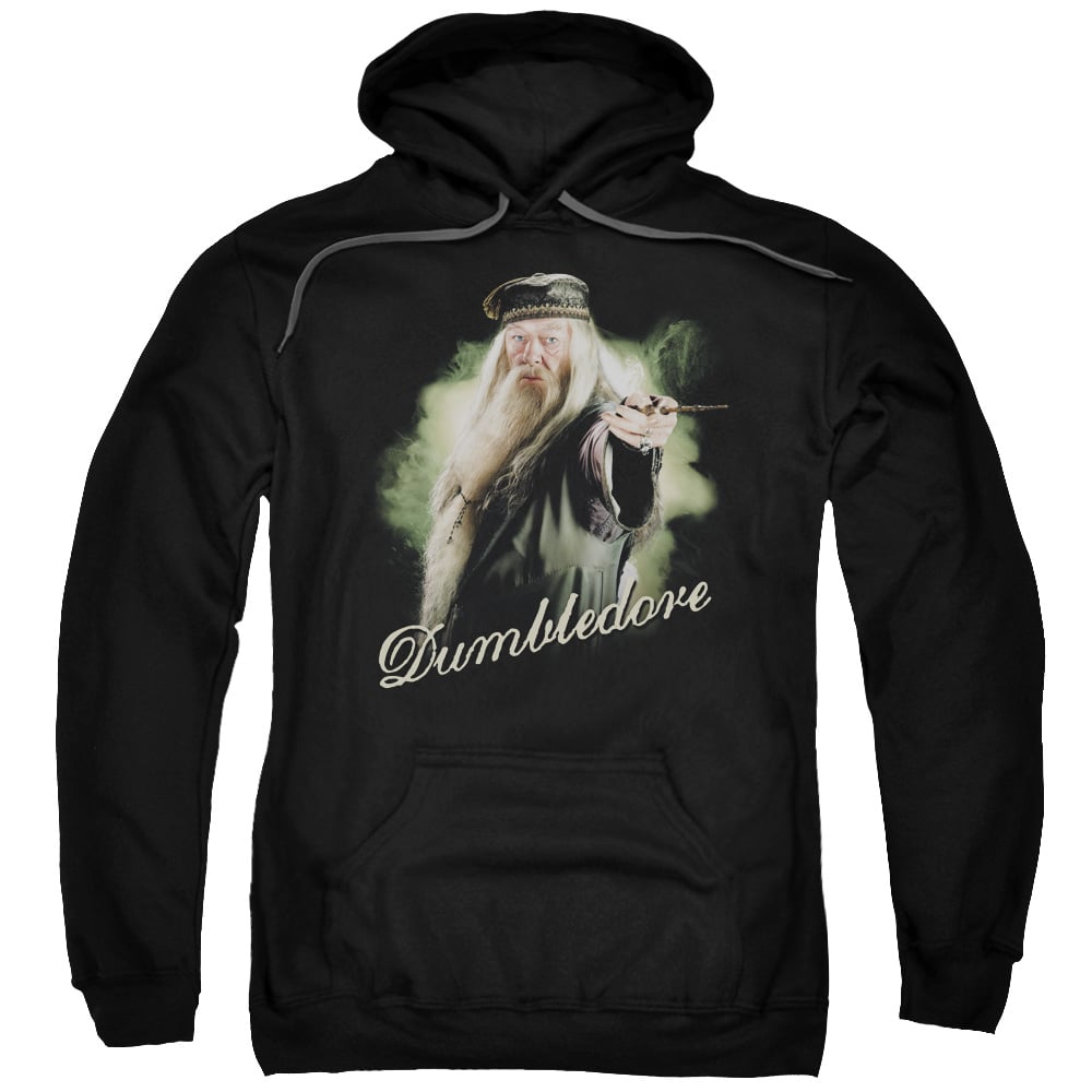Harry Potter & Dumbledore Wand-Adult Pull-Over Hoodie, Black - Small