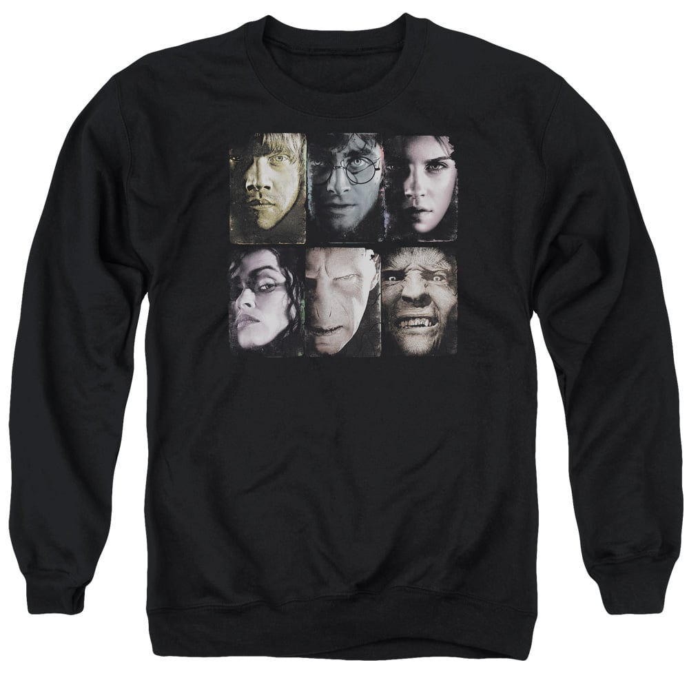 Harry Potter & Horizontal Heads Adult Crewneck Sweatshirt, Black - Medium