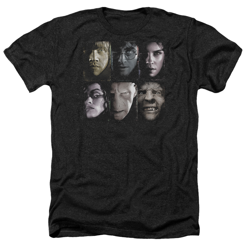 Harry Potter & Horizontal Heads Adult Heather T-Shirt, Black - Medium