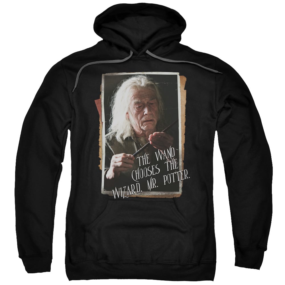 Harry Potter & Olivander Adult Pull Over Hoodie, Black - 2X
