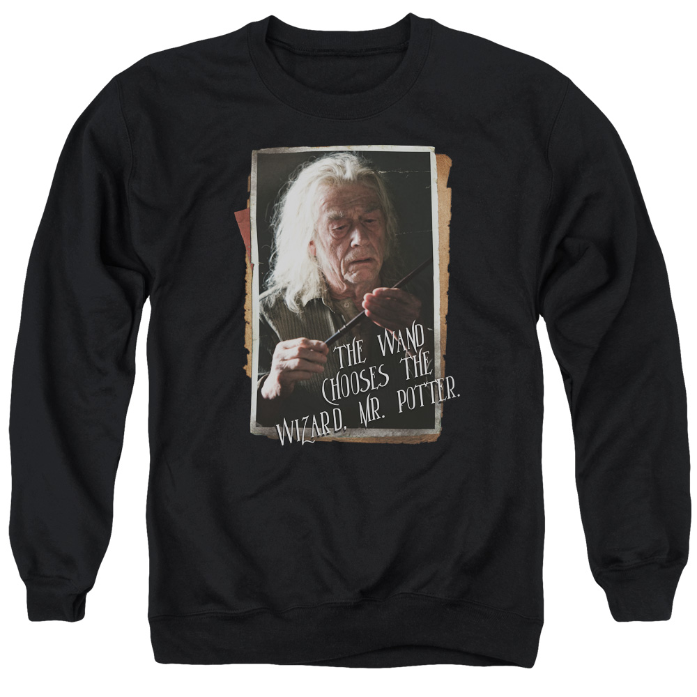 Harry Potter & Olivander Adult Crewneck Sweatshirt, Black - Large