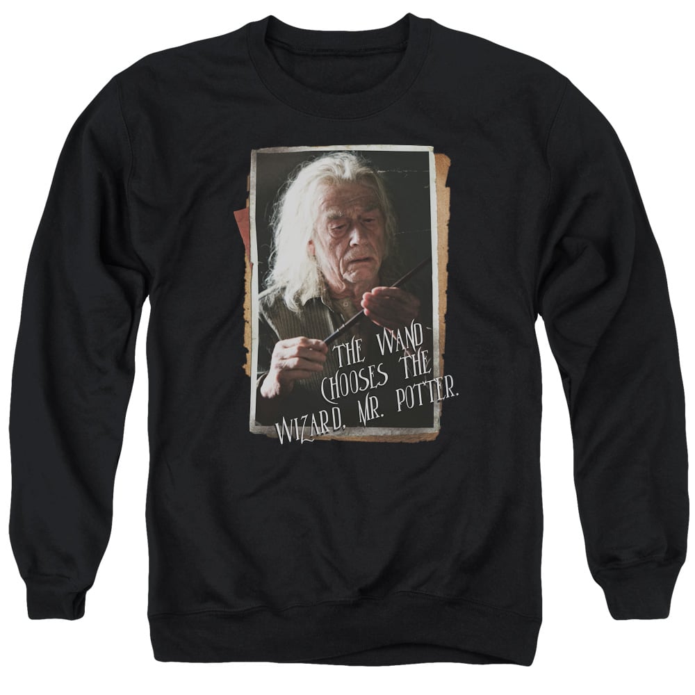 Harry Potter & Olivander Adult Crewneck Sweatshirt, Black - Extra Large