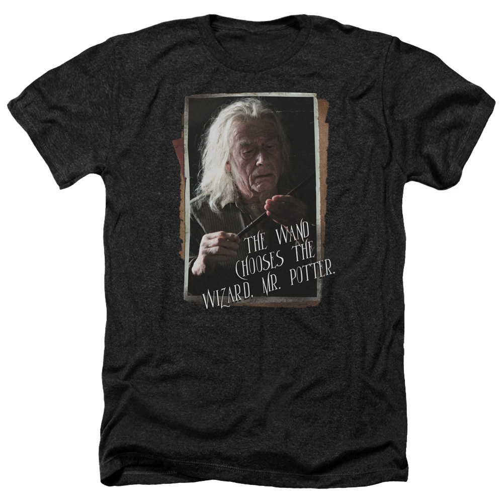 Harry Potter & Olivander Adult Heather T-Shirt, Black - Medium