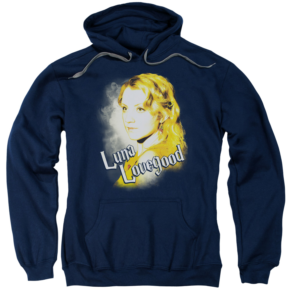 Harry Potter & Luna Closeup Adult Pull Over Hoodie, Navy - Large