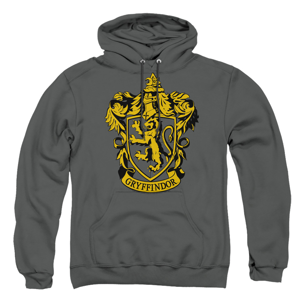 Harry Potte & Gryffindor Crest Adult Pull Over Hoodie, Charcoal - Extra Large