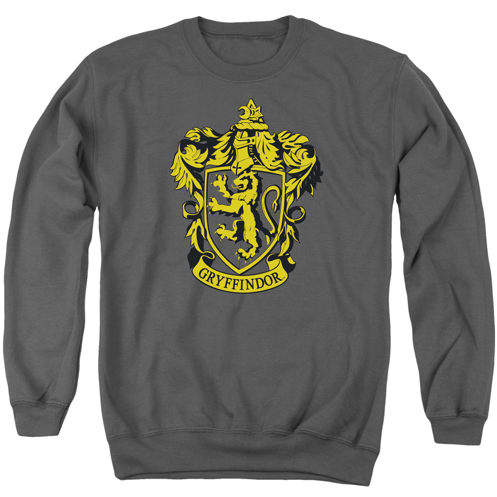 Harry Potte & Gryffindor Crest Adult Crewneck Sweatshirt, Charcoal - Medium