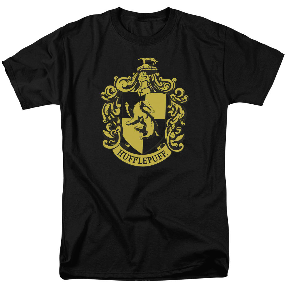Harry Potter & Hufflepuff Crest Short Sleeve Adult 18-1 T-Shirt, Black - Extra Large