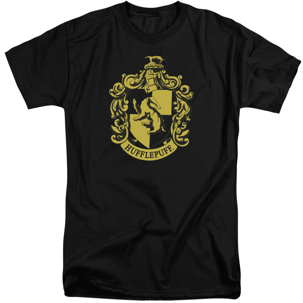 Harry Potter & Hufflepuff Crest Short Sleeve Adult Tall 18-1 T-Shirt, Black - 3X