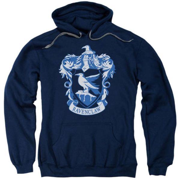 Harry Potter & Ravenclaw Crest-Adult Pull-Over Hoodie, Navy - Extra Large