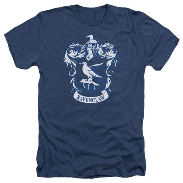 Harry Potter & Ravenclaw Crest-Adult Heather T-Shirt, Navy - Medium