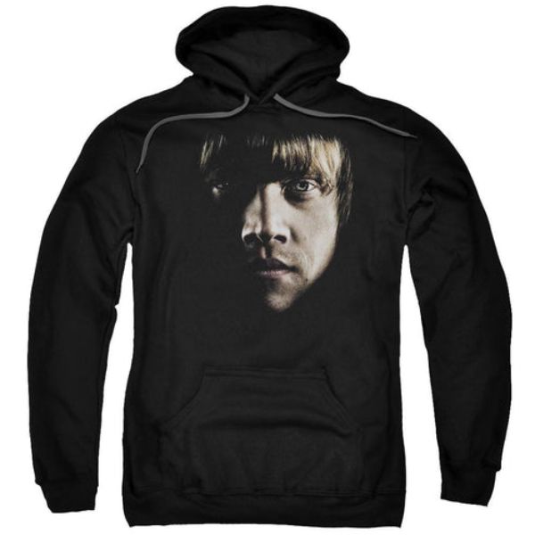 Harry Potter & Ron Poster Head-Adult Pull-Over Hoodie, Black - Large