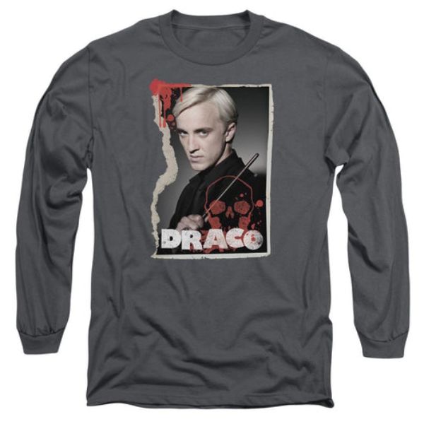 Harry Potter & Draco Frame-Long Sleeve Adult 18-1 T-Shirt, Charcoal - Medium