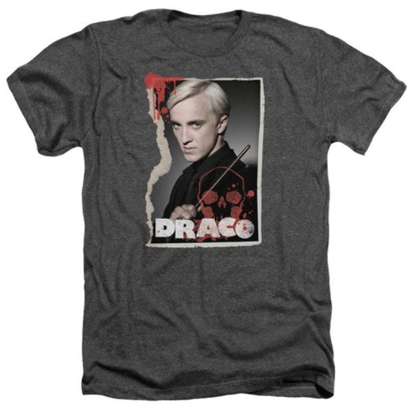 Harry Potter & Draco Frame-Adult Heather T-Shirt, Charcoal - Large