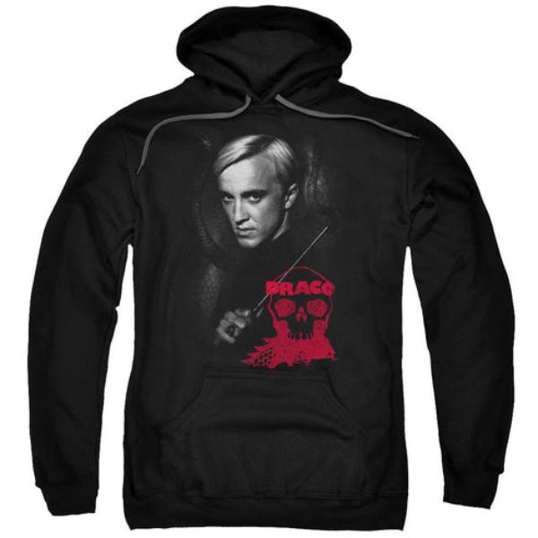 Harry Potter & Draco Portrait-Adult Pull-Over Hoodie, Black - Large