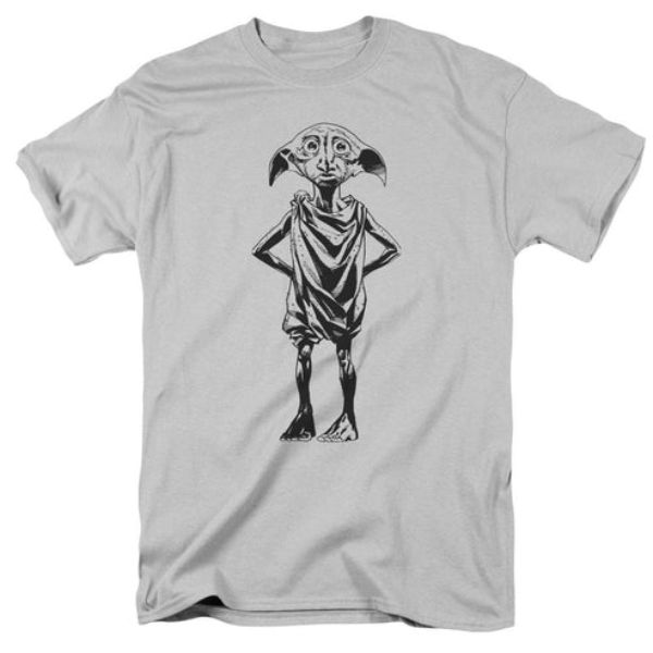 Harry Potter & Dobby-Short Sleeve Adult 18-1 T-Shirt, Silver - Medium