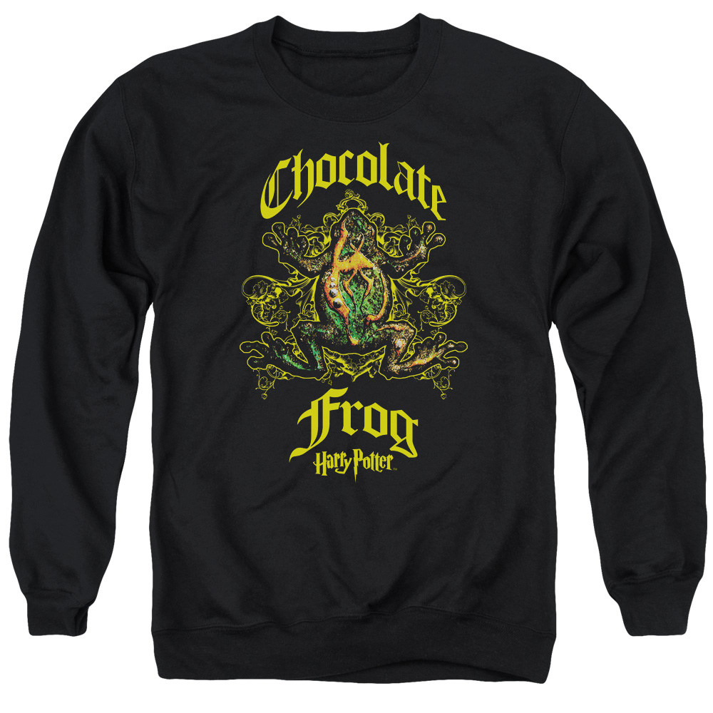 Harry Potter & Chocolate Frog-Adult Crewneck Sweatshirt, Black - Medium