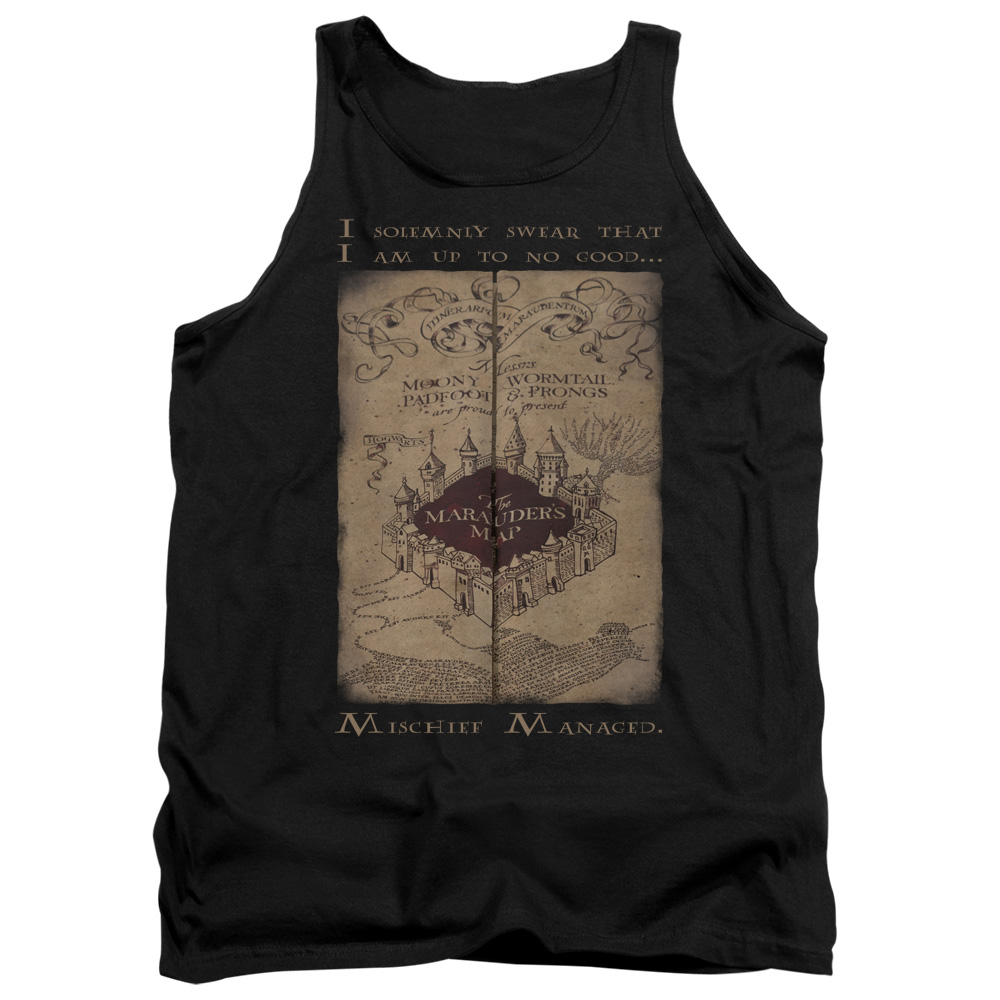 Harry Potter & Marauders Map Words-Adult Tank Top, Black - Extra Large