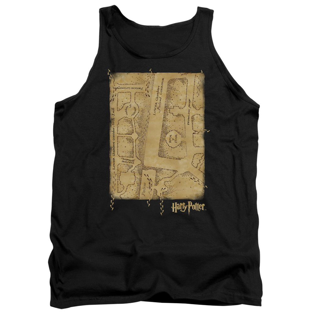 Harry Potter & Marauders Map Interior-Adult Tank Top, Black - Small