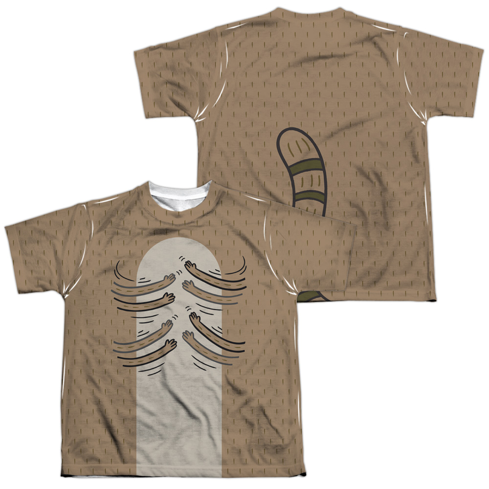 CN430FB-YTPP-4 Regular Show Hamboning Front & Back Print Youth Short Sleeve T-Shirt, White - Extra Large