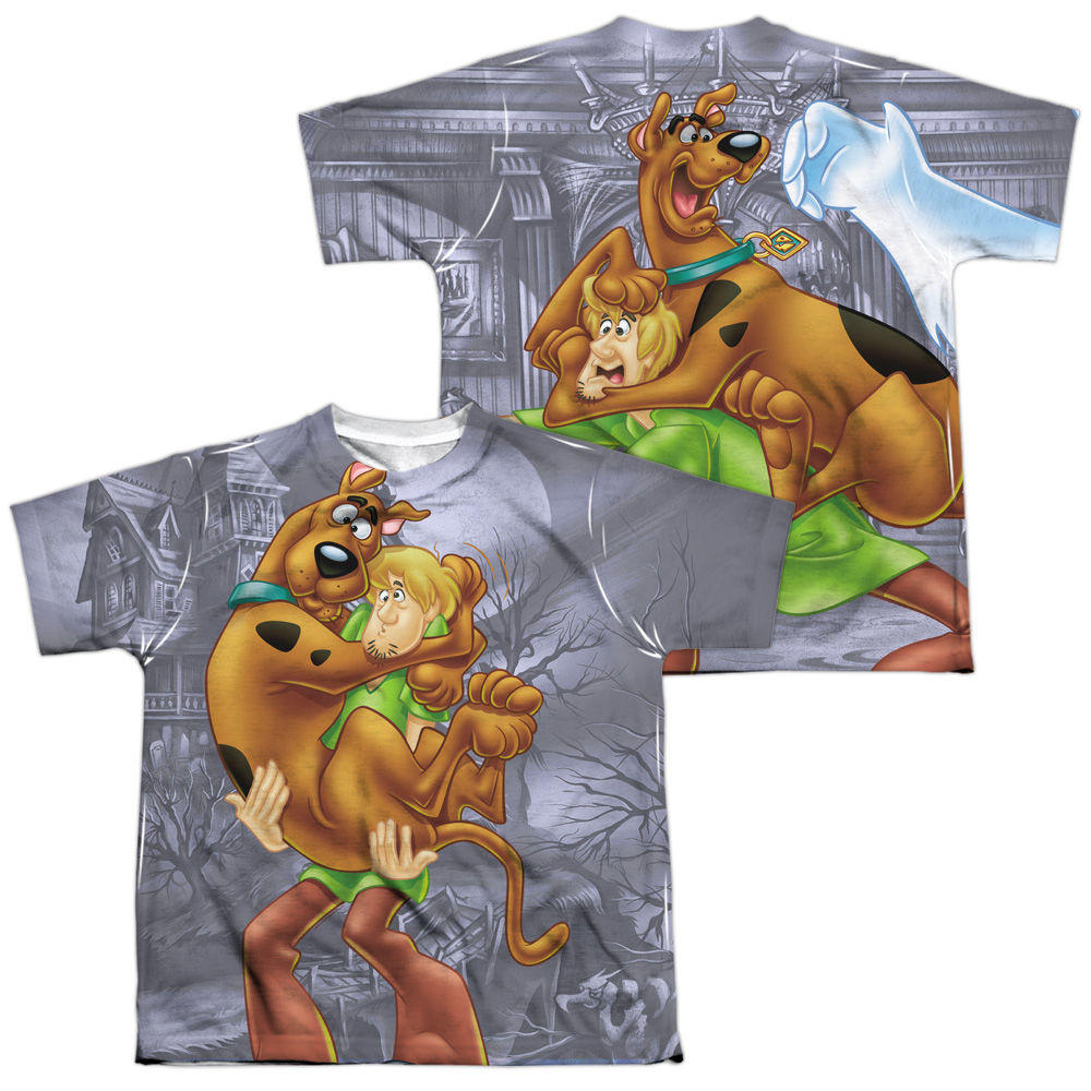 SD107FB-YTPP-4 Scooby Doo Scooby & Shaggy Front & Back Print Youth Short Sleeve T-Shirt, White - Extra Large