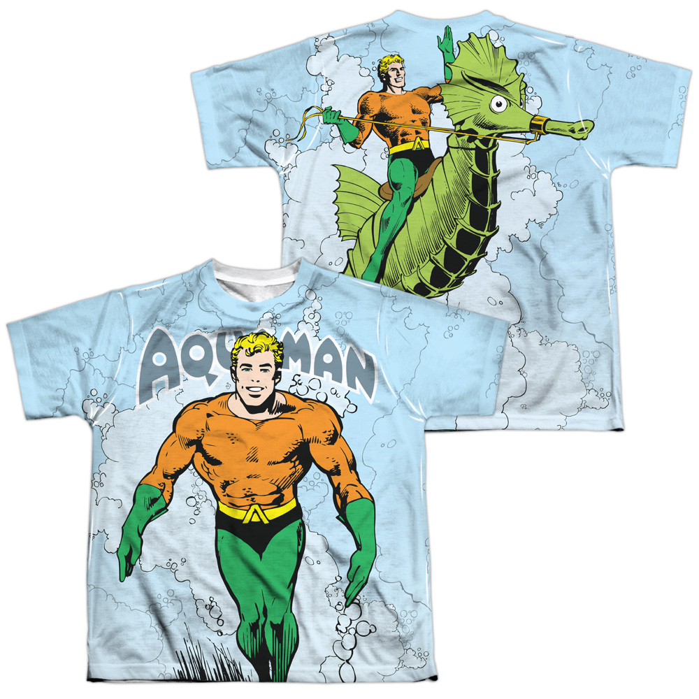 DCO871FB-YTPP-4 DC Classic Aqua Front & Back Print Youth Short Sleeve T-Shirt, White - Extra Large