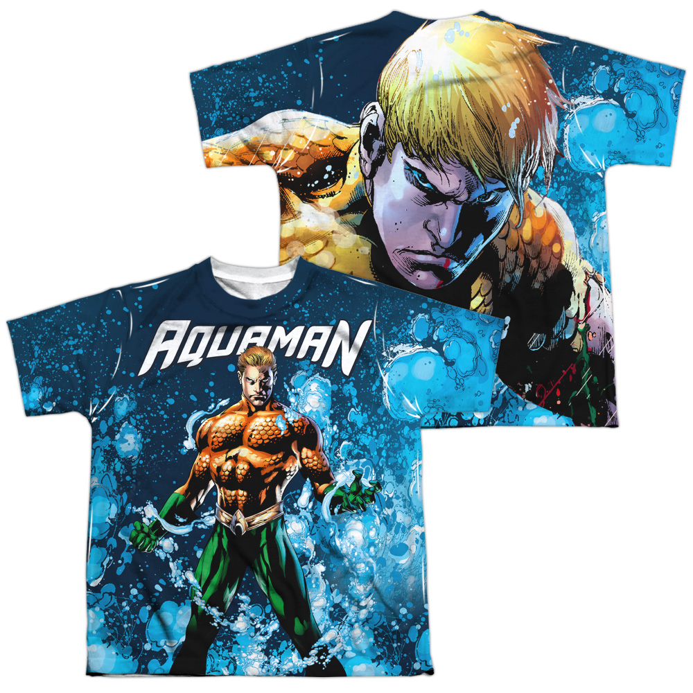 JLA632FB-YTPP-4 JLA Bubbles Everywhere Front & Back Print Youth Short Sleeve T-Shirt, White - Extra Large