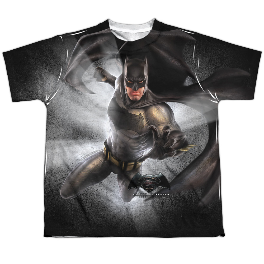 BVS154-YTPP-4 Batman vs Superman Batman Light Youth Short Sleeve T-Shirt, White - Extra Large