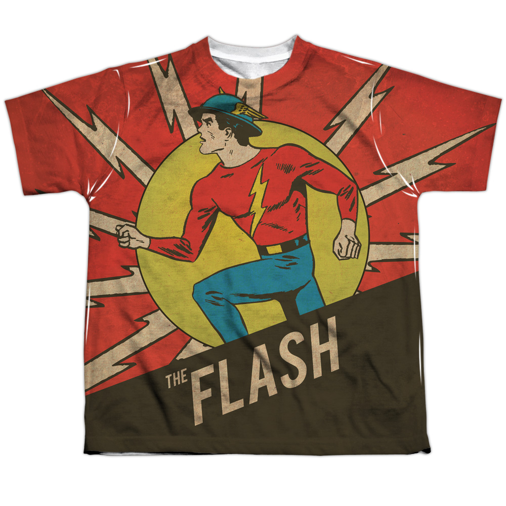 DCO834-YTPP-4 DC Flash Vintage Comic Flash Youth Short Sleeve T-Shirt, White - Extra Large