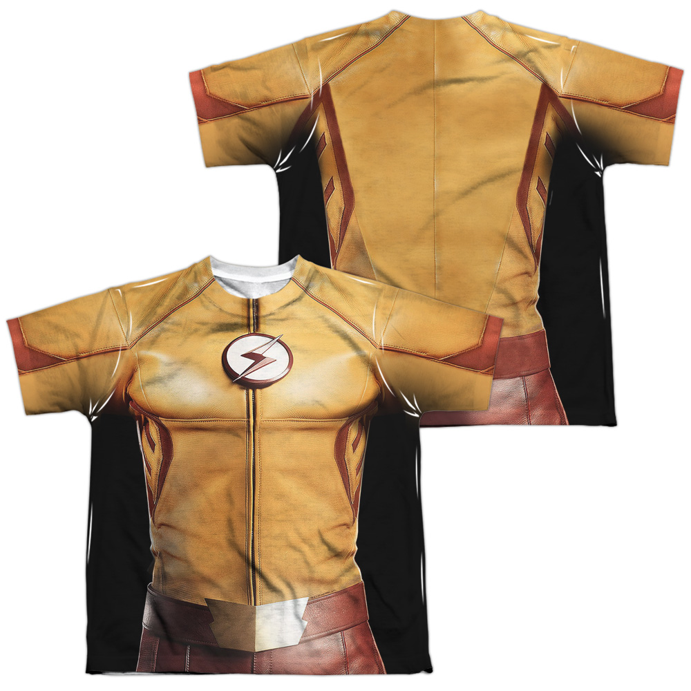 FLSH115FB-YTPP-4 Flash Kid Flash Uniform Front & Back Print Youth Short Sleeve T-Shirt, White - Extra Large