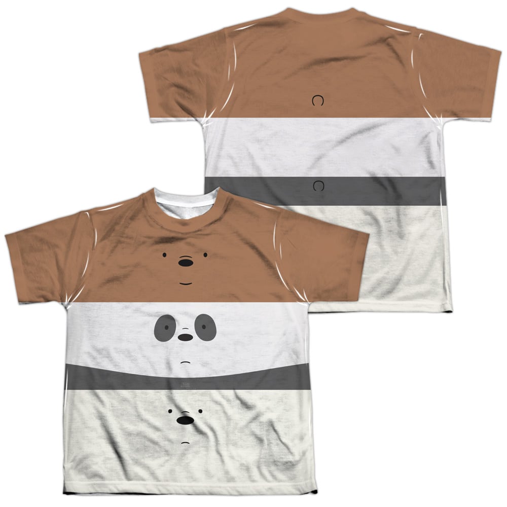 CN526FB-YTPP-4 We Bare Bears Stack Front & Back Print Youth Short Sleeve T-Shirt, White - Extra Large