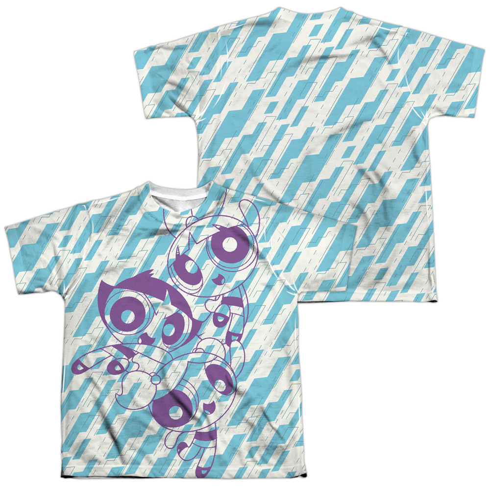 CN638FB-YTPP-4 Powerpuff Girls Purple Pattern Youth Short Sleeve T-Shirt, White - Extra Large