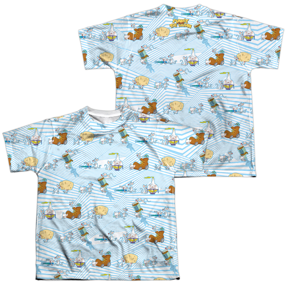 WBT996FB-YTPP-4 Pinky & The Brain Experiments Front & Back Print Youth Short Sleeve T-Shirt, White - Extra Large