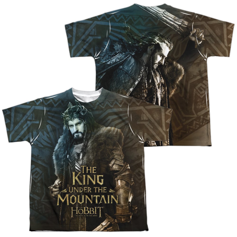 HOB3029FB-YTPP-4 Hobbit King Front & Back Print Youth Short Sleeve T-Shirt, White - Extra Large